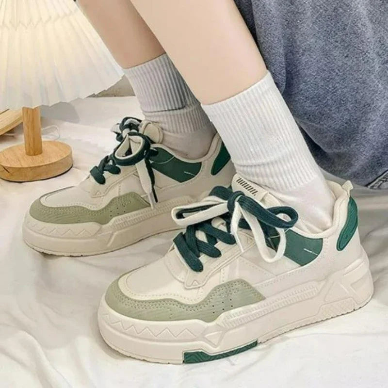 Vulcanize Shoes Flat Lace-up Sneakers Outdoors Non-slip Casual Comfortable Sports Platform Shoes Zapatillas Mujer
