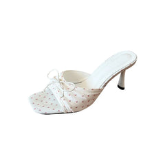 Bow Slippers High Heels Shoes Casual Sandals Beach Dress Slides Pumps Cozy Flip Flops