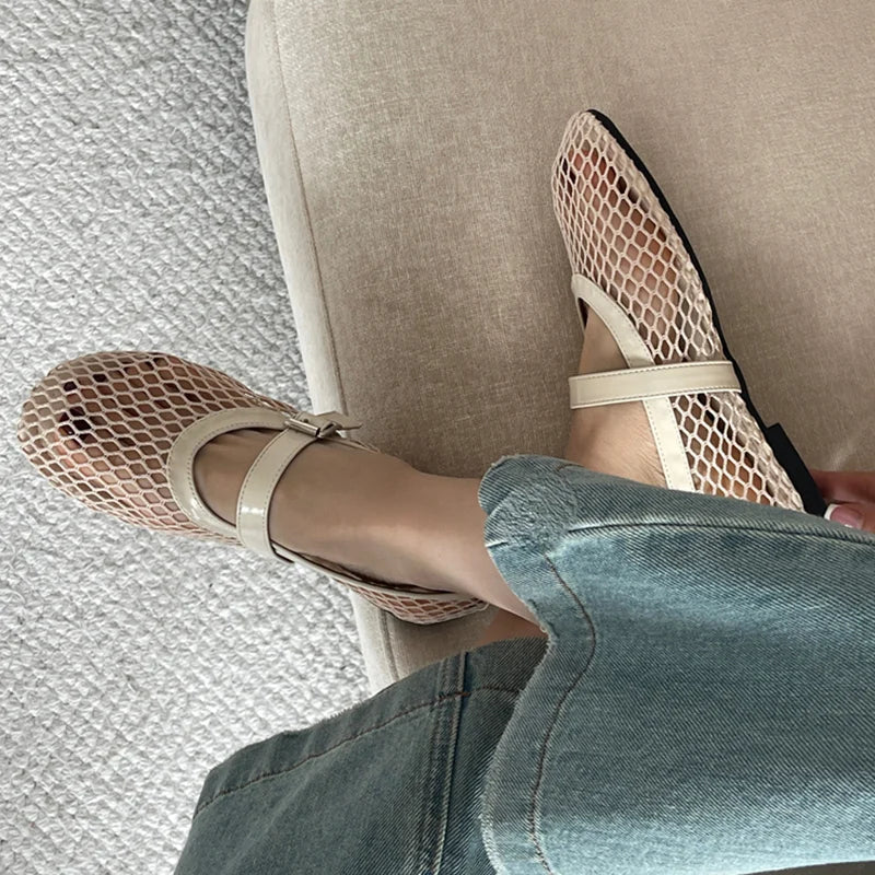 Kcenid Red Black Ballet Flat Shoes