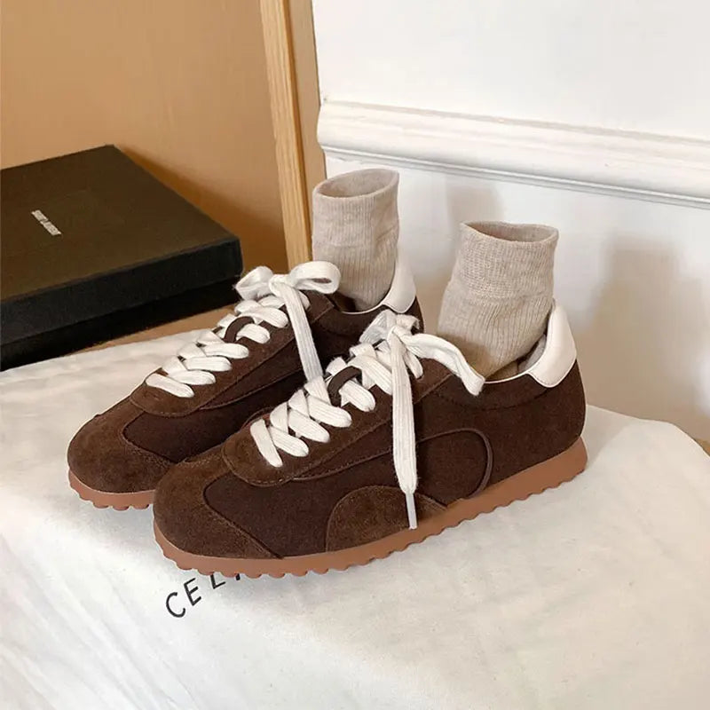 Sports Shoes Genuine Leather Thick-Soled Single Shoes 2025Retro Sports Forrest Gump German Training Shoes