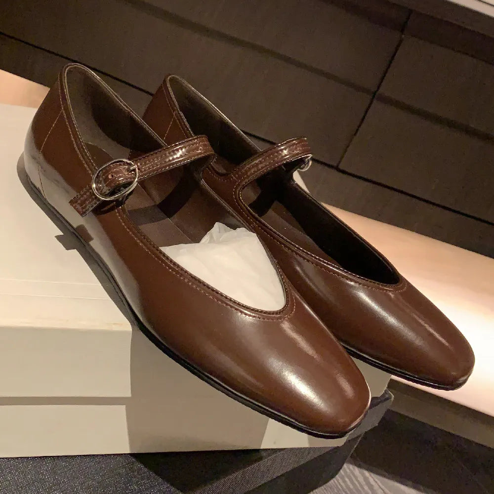 genuine leather sqaure toe mary jane ballet flats leisure soft comfortable casual ballerians espadrilles shoes