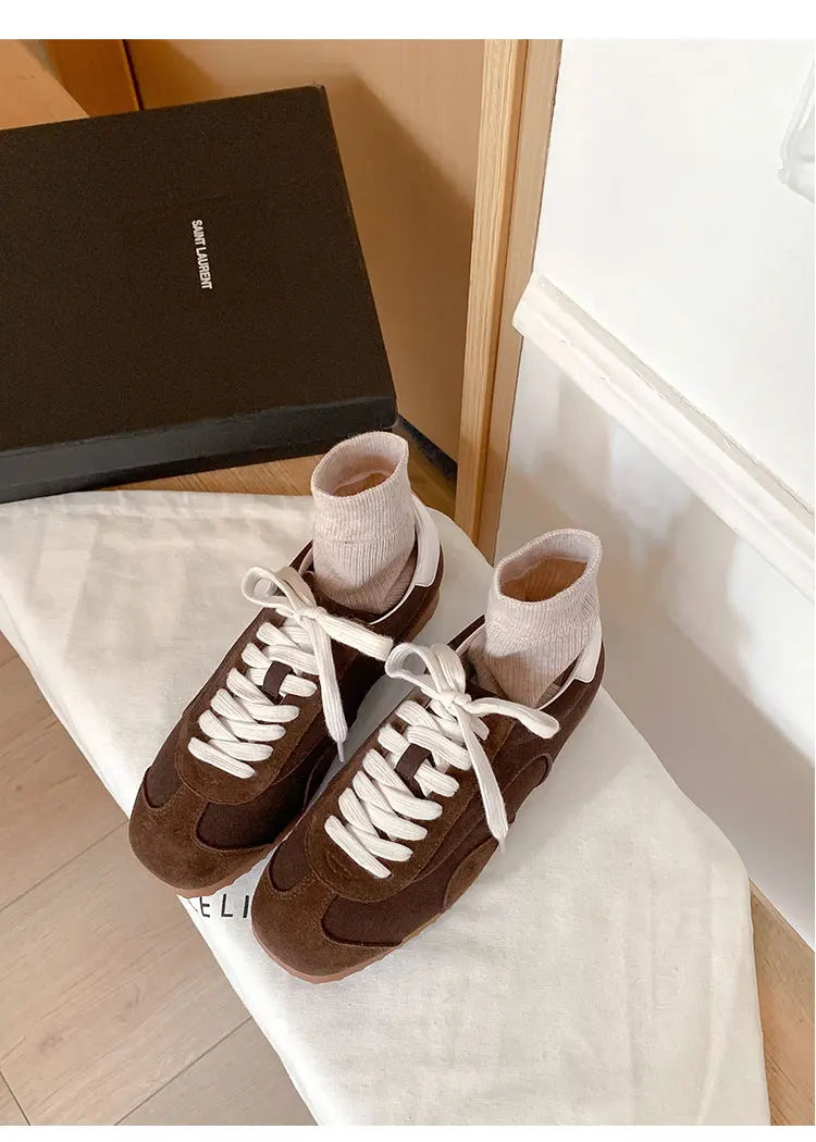 Sports Shoes Genuine Leather Thick-Soled Single Shoes 2025Retro Sports Forrest Gump German Training Shoes