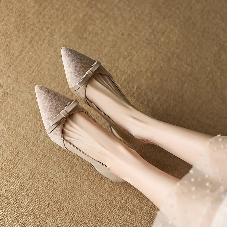 33-47 Bow Flat Shoes Pointed Color Matching Large Size Shoes Flat Shoes