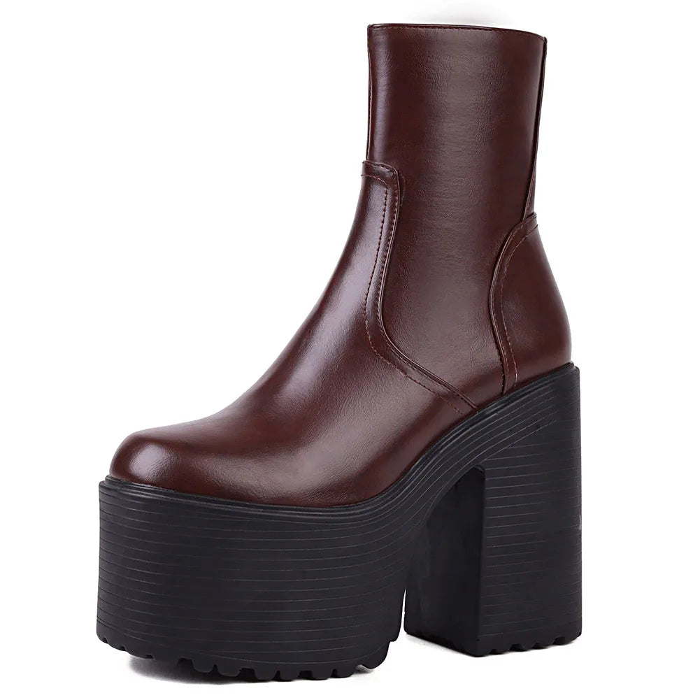 Platform Ankle Boots Brand Design Great Quality Gothic Style Comfy Cool Street Shoes Boots Big Size 43