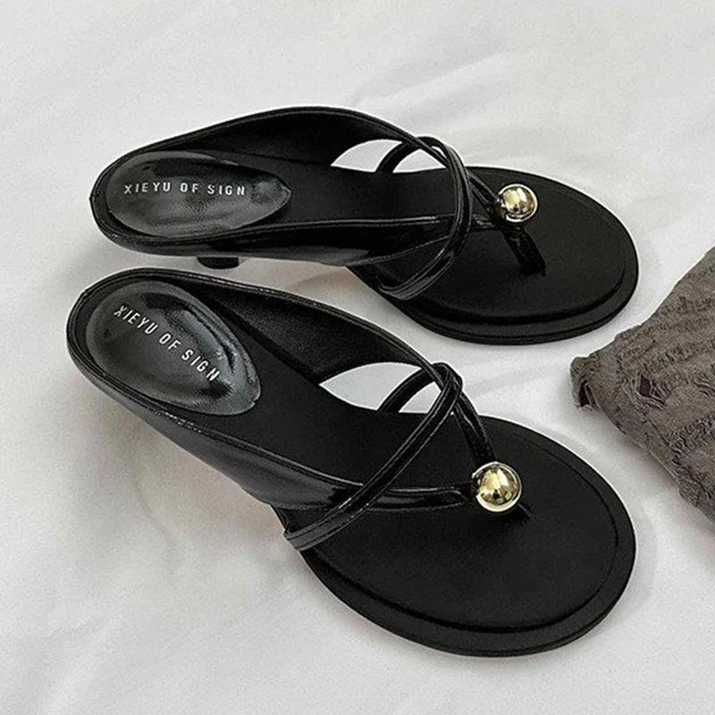 Clip Toe High Heels Sandals Shoes Woman Brand Beach Flip Flops Shoes Slingback Slides