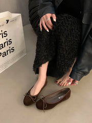 Red Flat Shoes Shallow Slip On Elegant Ballerinas Shoes Soft Flat Heel Outdoor Casual Mary Jane