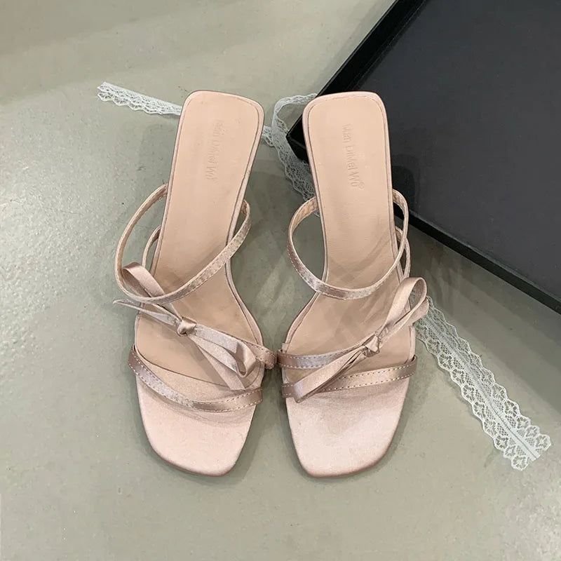 Slip Thin Heels Shoes In Butterfly-Knot High Heels Pumps Shoes