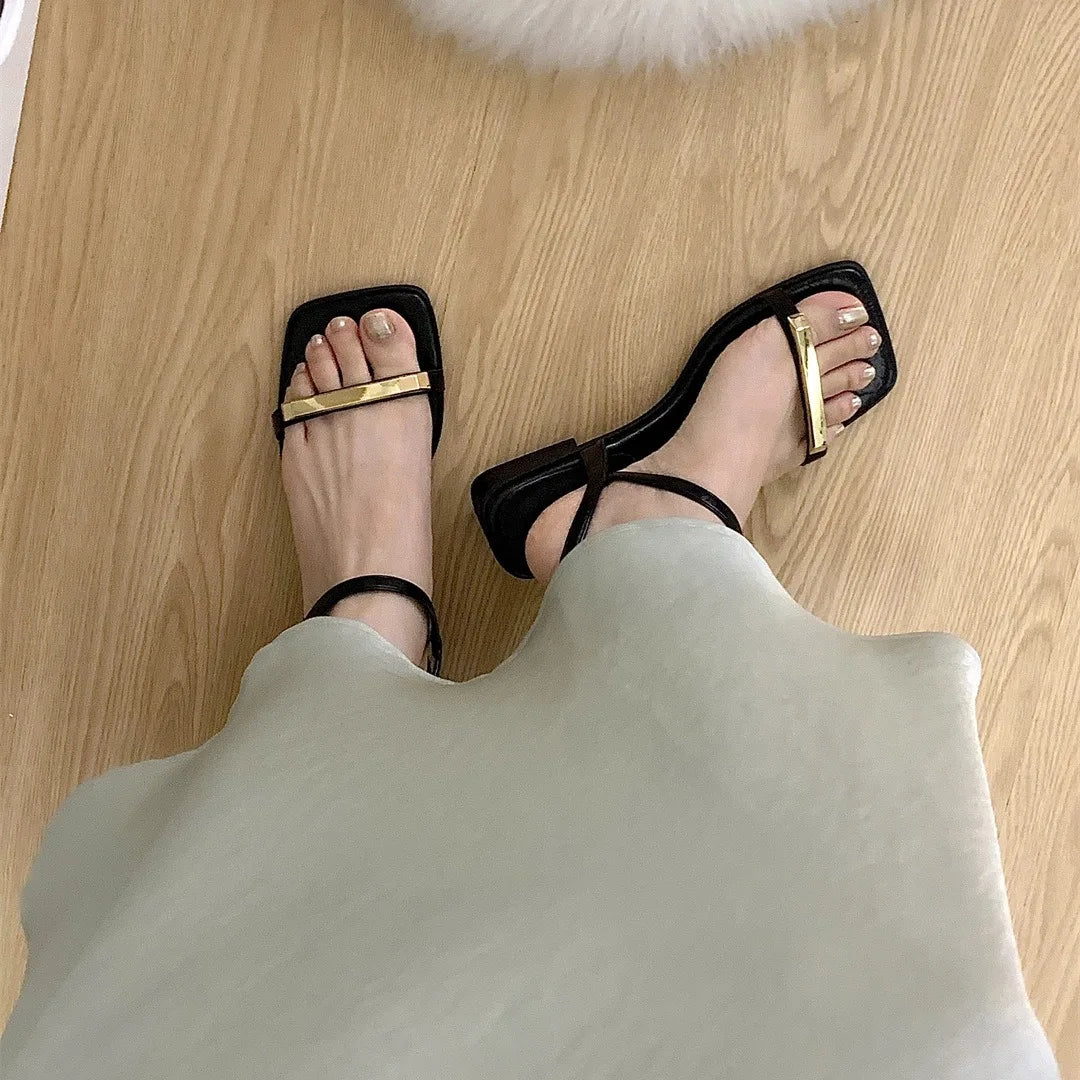 Sandals Block Heels Clear Shoes Suit Beige Buckle Strap Open Toe Chunky Low Black Comfort Girls Peep PU