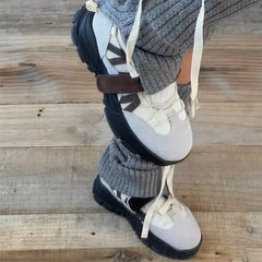 Retro HOOk&LOOP Thick Bottom Sneakers Round Toe Sport Shoes Elastic Band Design Non-Slip Tenis Femininos Shoes
