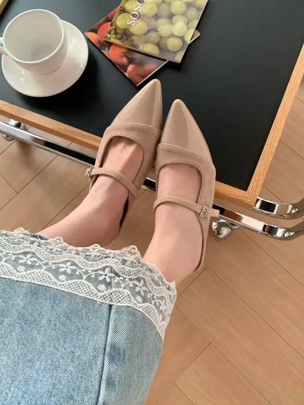 Shoes Woman's Slippers Pointed Toe Slides Silver Cover Flat Scandals Bling Slippers Cover Toe S