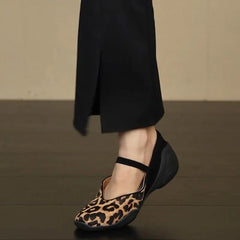 Leopard Internal Elevation Mary Jane Shoes Comfrot Shallow Shoes Casaul Sport Footwear