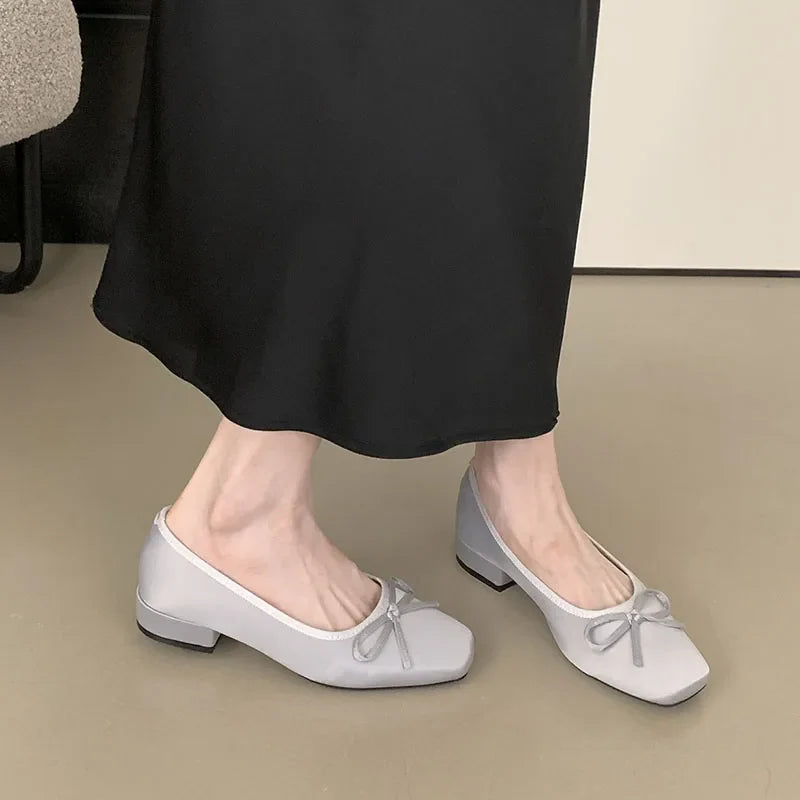 Shallow Flats Slip On Shoes Slides Silk Butterfly-Knot Footwear Flats With Shoes