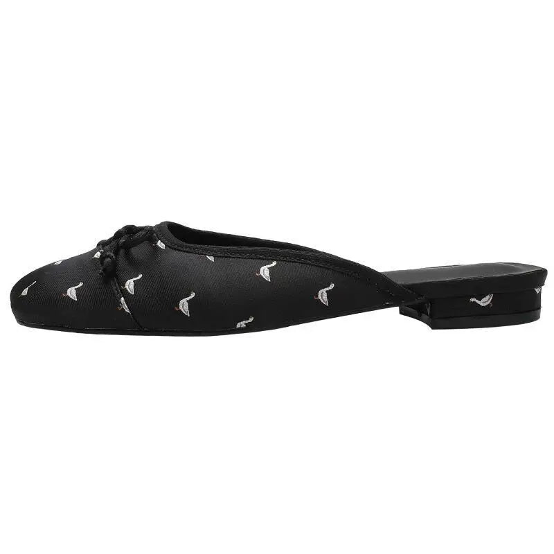 Baotou Half Slippers Outerwear Super Fire Half Top Satin Mill Shoes Thailand Beach Cool Slippers Lazy Shoes