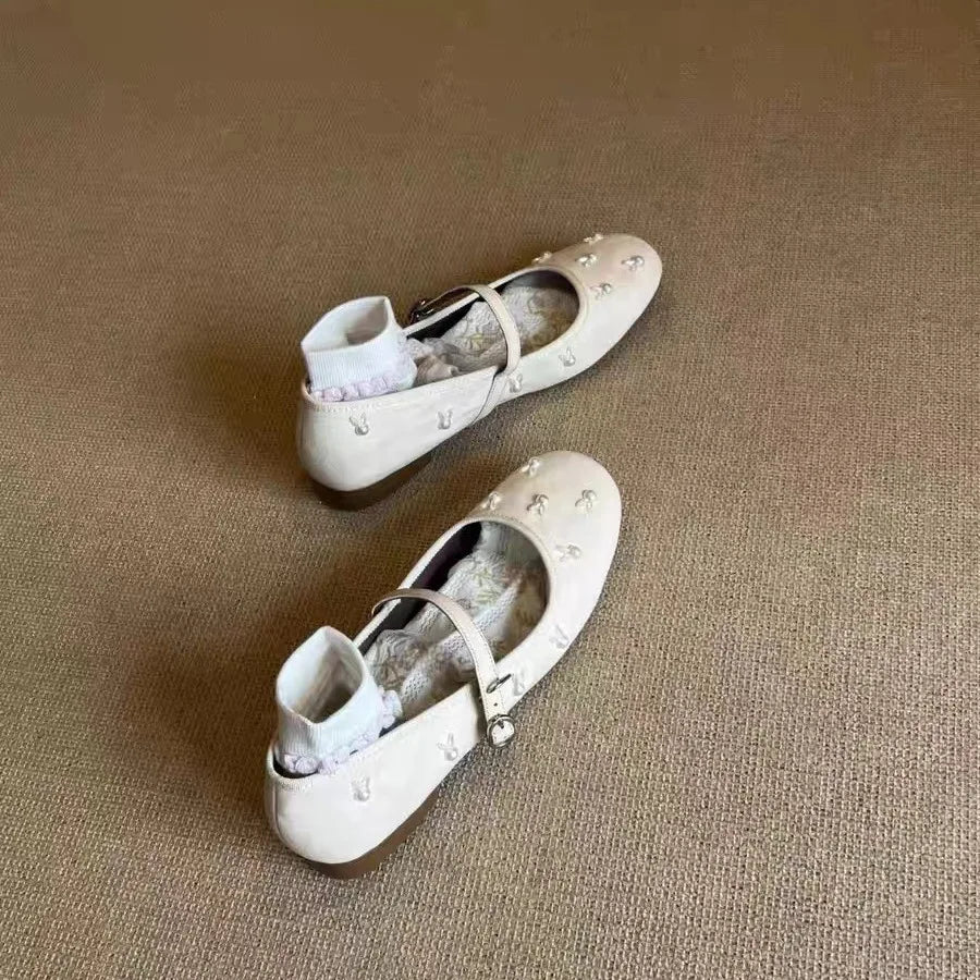Leather Shoes Soft All-Match Shallow Mouth Modis Casual Sneakers Flats Round Toe Genuine Leather Dress Mary