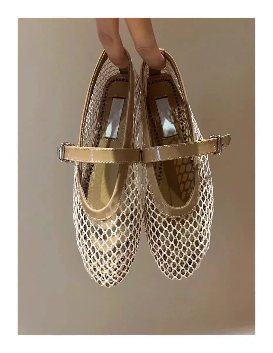 Casual Comfort Flat Mary Jane Single Shoes European and American Rivet Buckle Shoes Dance Shoes