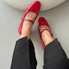 Brand Woman Mary Jane Shoes Genuine Leather Flats Heels Buckles Comfort Shoes Flats