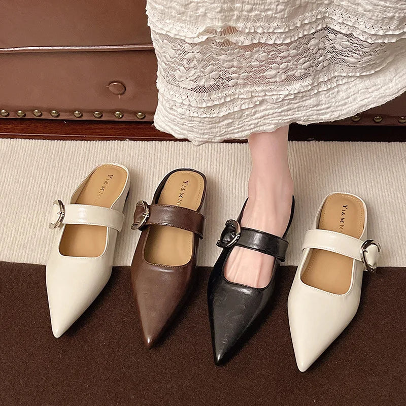 French Style Low Heel Square Mary Jane Shoes Shoes Slippers Retro Small Leather Shoes