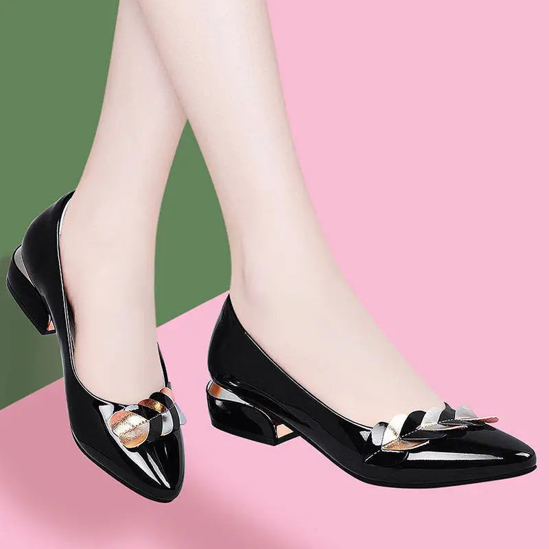 Low Heel Elegant Blue Normal Leather