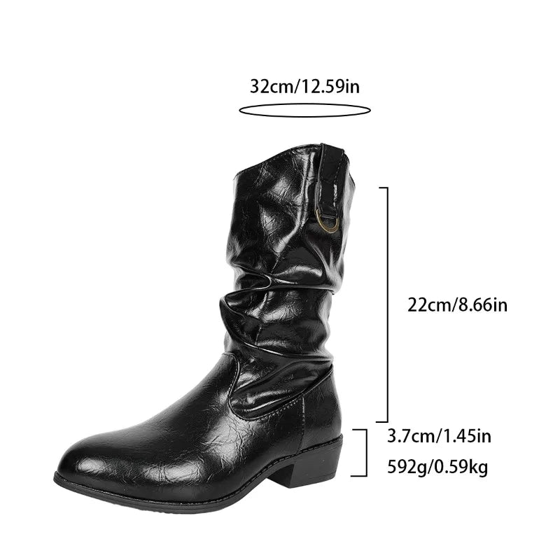 Pointed-toe Chelsea Boots Ankle Goth Shoes Woman Mid Heels Chunky Motorcycle Zapatillas Mujer