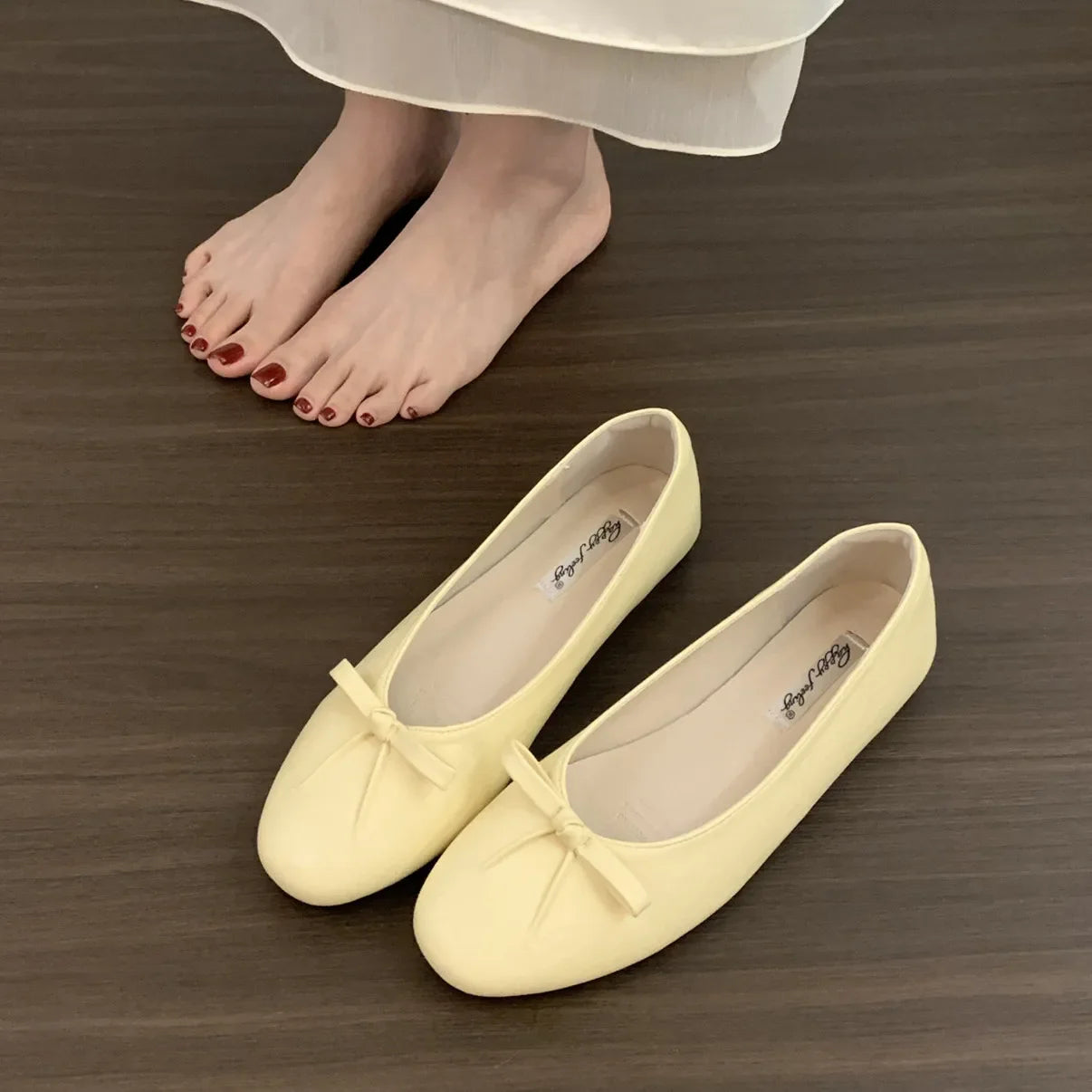 2026 Flat Shoes Round Toe Bow-knot Slip On Ballet Shoes Soft Flat Shoes Casual