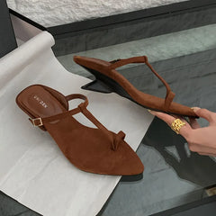 Footwear Wedges Heeled Slippers Shoes Pointed Toe Wedges Slippers Shoes Flip flops