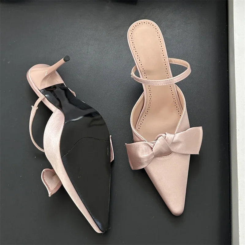 Design Style Butterfly-knot Thin High Heels Pointed Toe Banquet Wedding