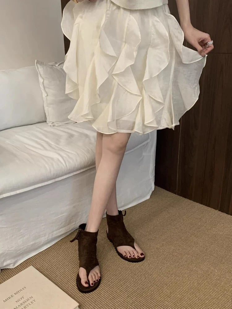 Ankle Cool Boots Sandals Flats Clip Toe Shoes Casual Open Toe Shoes Walking Slippers Mujer Sandalias