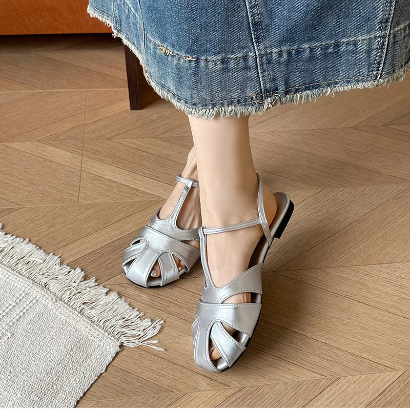 Retro Style Hollow Out Flats Sandals Party Dress Gladiator Shoes Zapatos De Mujer