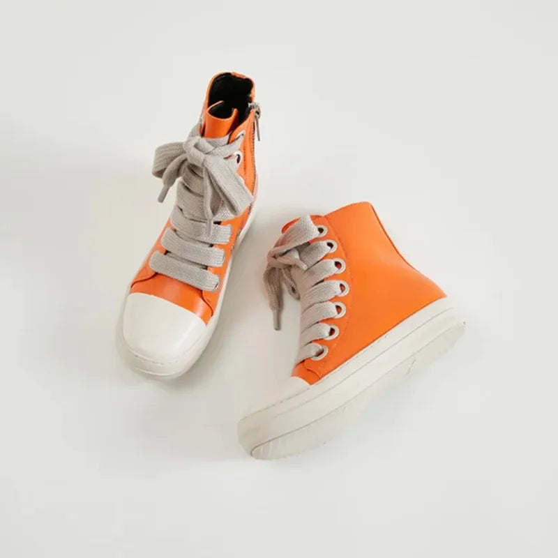 Sneakers High-top Flat Casual Sport Shoes With Thick Lace Up European And American Style Unisex Couple Shoes