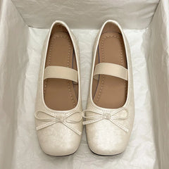 Ballerina Shoes Comfort Non-slip Loafers Leather Flats Elegant Bowknot Mary Janes Shoes