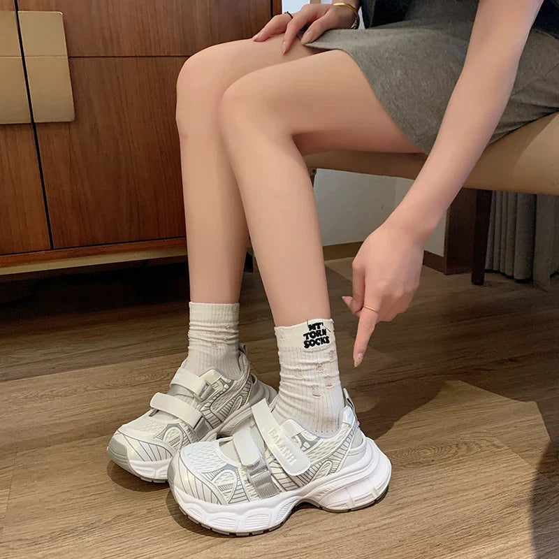 Sandals Thick Bottom Hollow Head Patch Color Sports Shoes Casual Increase Breathable Non-slip Shoes