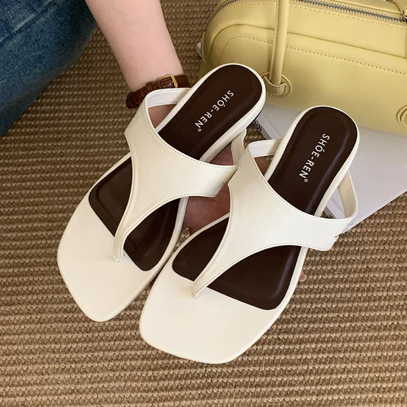 Beach Flip Flops Flats Slippers Shoes Square Toe Flats Slippers Slides Sandals Shoes