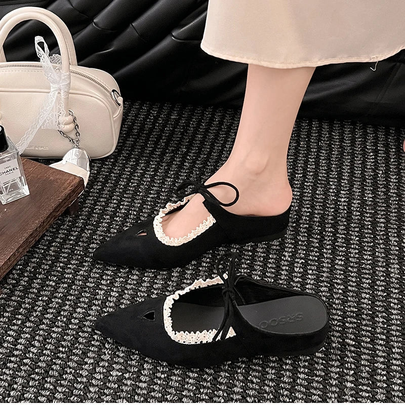 Pointed Toe Mules Slippers Casual Dress Street Style Slip On Shoes
