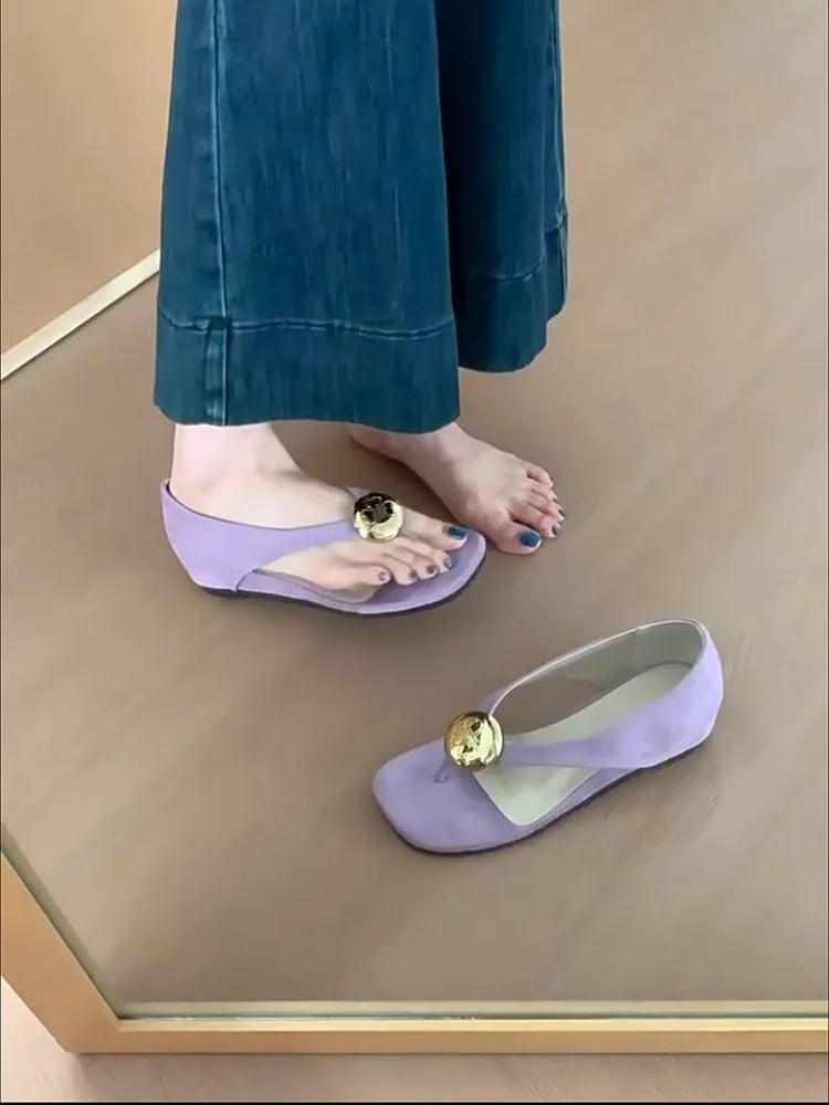 Leisure Toe-Open Sandals Slippers Trendy Rubber Bottom Flat Head Casual Slip-On Shoes High Aesthetic Value