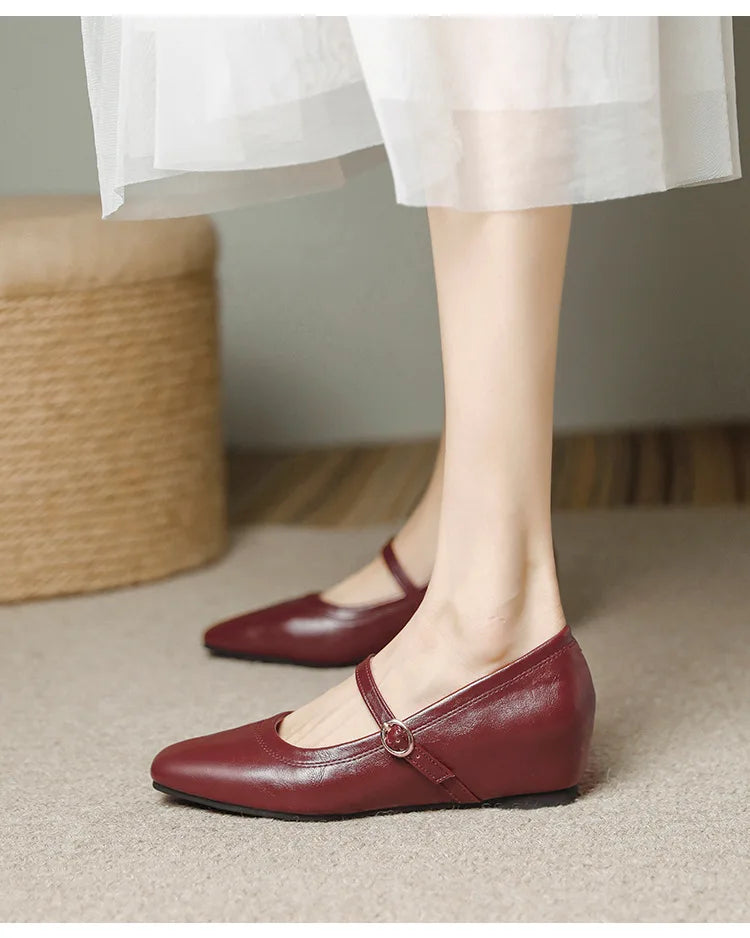 mary janes shoes woman height increasing flats soft leather ankle belt mocasines elevator shoes zapatos de mujer 2025