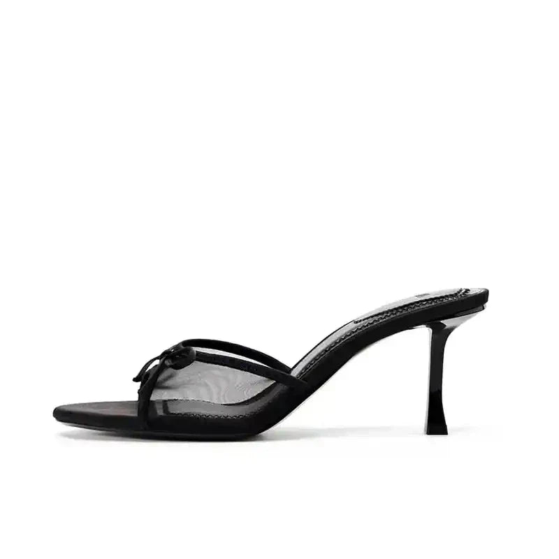 Summers Leopard Slippers Shoes Casual Street Style Open Toe High Heel Slides