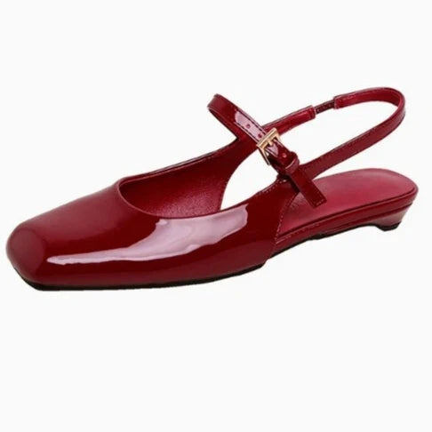 French Bag Head Mary Jane Sandals One-word Buckle Belt Rear Empty Flat-soled Temperament Single Shoes