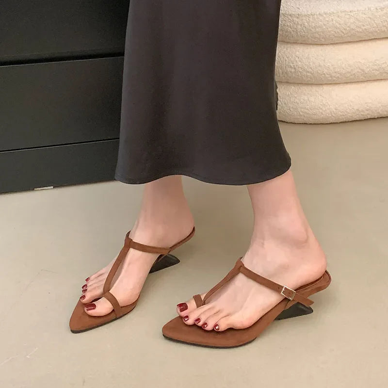 Footwear Wedges Heeled Slippers Shoes Pointed Toe Wedges Slippers Shoes Flip flops