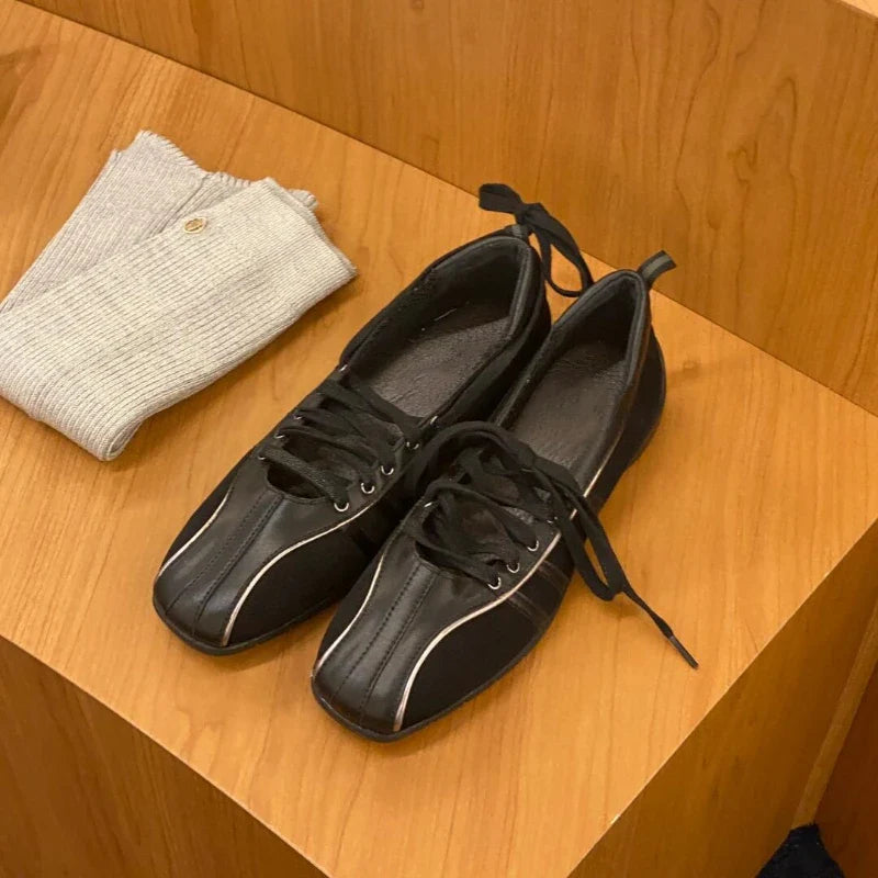 Black Ballet Shoes Flat Cross Strap Functional Shoes Comfortable Soft Bottom Mary Jane Shoes Ballet Sneakers
