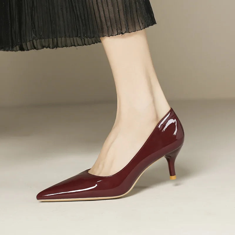5cm Stilletos High Heels Red/Nude Pumps Patent Leather Tacones Wedges Femme Office Gift Shoes Wedding