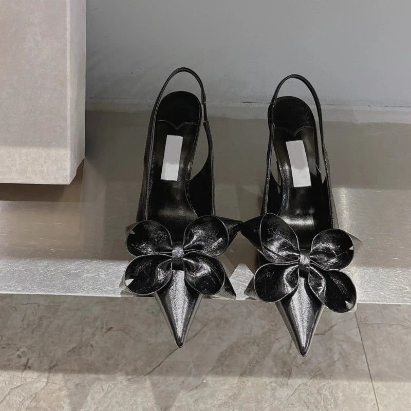 High Heel Bow Pointed Toe Stiletto Sandals Shoes