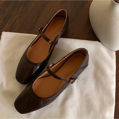 Small Leather Shoes Low-heeled Buckle Pumpss Square Head Two Wear Mary Jane Shoes