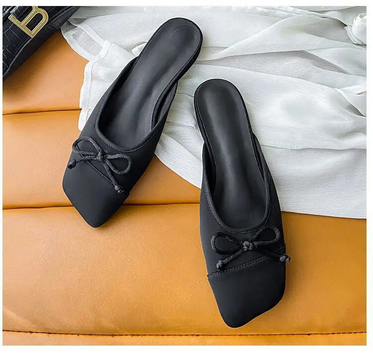 Baotou Half Slippers Outerwear Super Fire Half Top Satin Mill Shoes Thailand Beach Cool Slippers Lazy Shoes