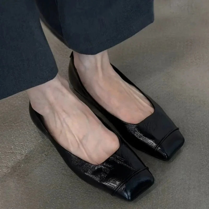 Mary Jane Square Toe Casual Low Heel Shoes Daily Dress Up Temperament Flat Shoes Soft Soled Shoes