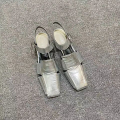 High-end Shoes High-heeled Characteristic Casual Single Shoes Thick-heeled PU Medium-heeled Shoes 2024