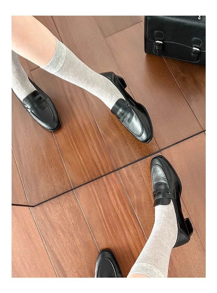 Versatile Pumps Retro Casual Loafers Men's Round Toe Office Work Shoes Zapatillas