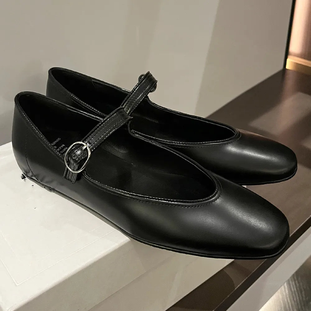 genuine leather sqaure toe mary jane ballet flats leisure soft comfortable casual ballerians espadrilles shoes
