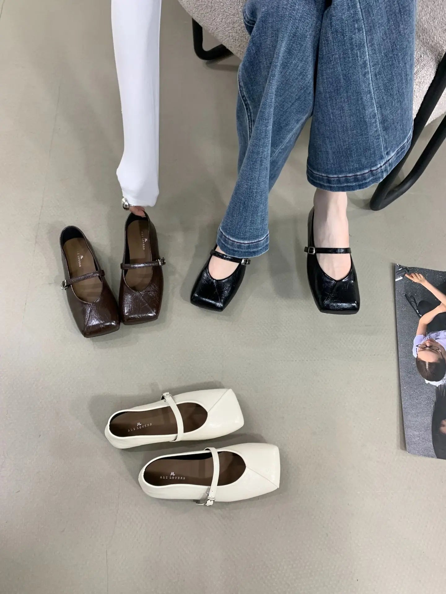 Shoes Low Heels Square Toe Shallow Mouth Footwear Oxfords Modis Dress Leather Cute Rubber