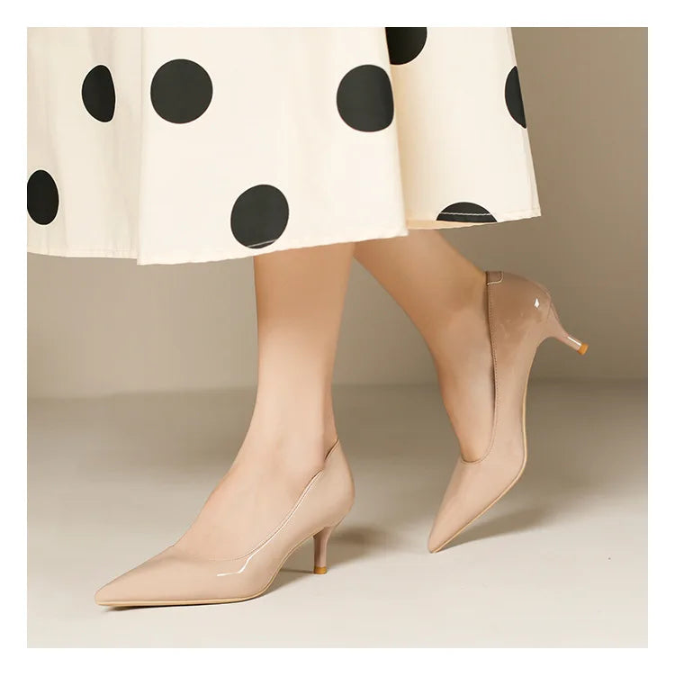 5cm Stilletos High Heels Red/Nude Pumps Patent Leather Tacones Wedges Femme Office Gift Shoes Wedding