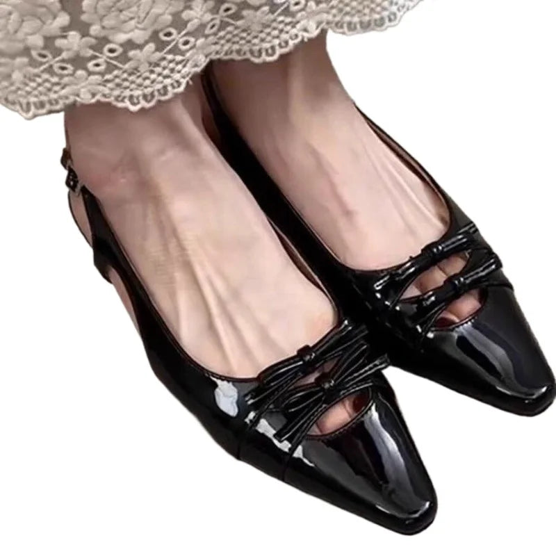 Cover Toe Butterfly-knot Low Heel Stripper Party Sandalias